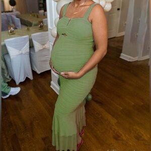 Elegant Green Maternity Dress